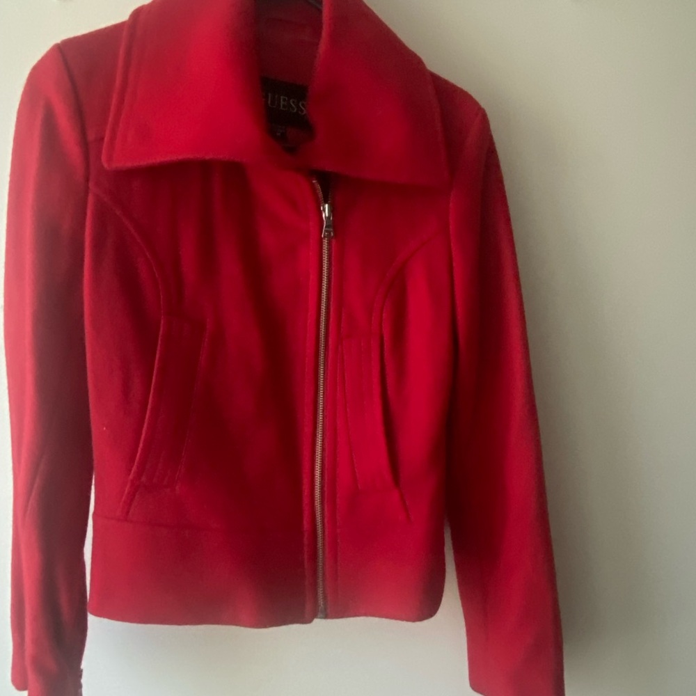 GUESS Bold Red Bomber Jacket - Picture 4 of 6